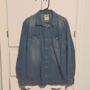 Levi’s Men’s Denim Button-Down Shirt – Blue – Size L